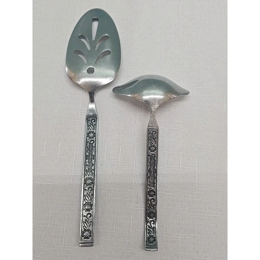 Gold Standard NIGHT BLOSSOM Stainless Japan Black Glossy Gravy Ladle Pie Server